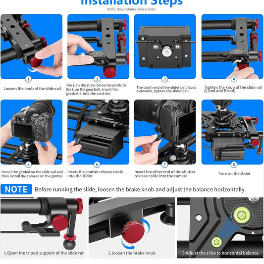 Camera Slider NEEWER ER1 Motorized Carbon Fiber with F750 Battery