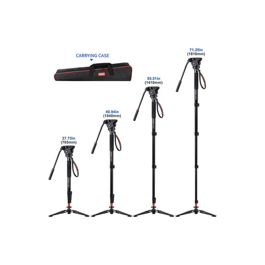 Monopod COMAN KX3232 73.2 inch Professional Monopod Tripod Lightweight Aluminum Telescopic Camera Monopod with feet and Pan