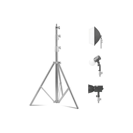 Tripod حامل إضاءة بضغط هواء 2.8، فضي، عالي الجودة. Photography Light Stand 280cm Adjustable Heavy Duty Stainless Steel Reflector Holder Max Load