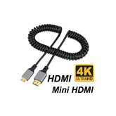 HDMI Male to HDMI Mini Male Flexible Coiled Cable 4K 60HZ Size 0.5-2.4M