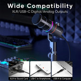 Microphone EJoy D10 PRO(D) Wireless USB Gaming – RGB Dynamic Mic with Wired/Wireless Modes