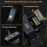 Microphone COMICA VM30 2.4G Super Cardioid Condenser Wireless Shotgun Mic With Gain Control for Camera, Smartphone