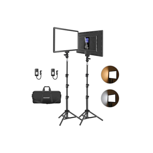 NEEWER 2 Pack NL-192AI Bi-Color LED Panel Light Kit