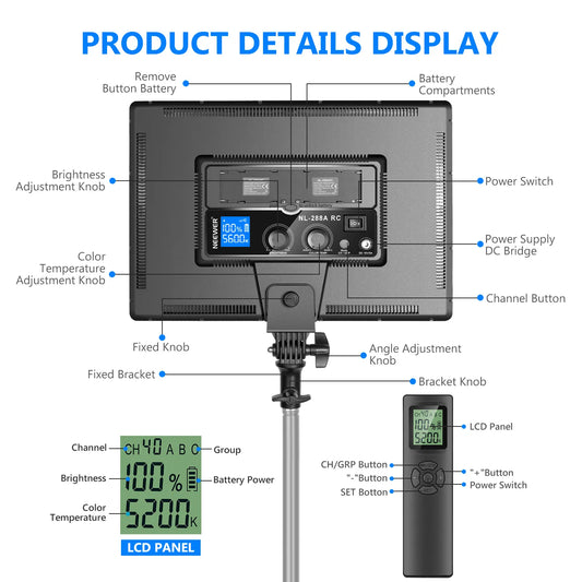 Light Stand NEEWER NL-288ARC Bi-Color LED Panel Kit
