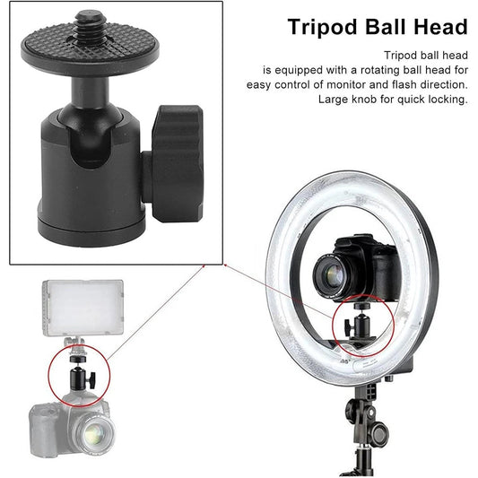 Tripod Ball Head, 1/4 Inch Male Screw Camera Mount Adapter