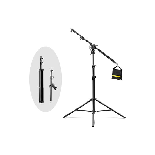 Light Stand stand-black set Heavy Duty with Boom Arm, 10ft/300cm