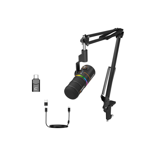 Microphone COMICA EJoy D10 Pro XLR/USB-C Gaming for Podcasting Recording,Wired/Wireless Dynamic Computer Mic for Desktop with Boom Arm,Mute,Noise