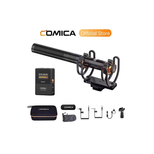 Microphone COMICA VM30 2.4G Super Cardioid Condenser Wireless Shotgun Mic With Gain Control for Camera, Smartphone